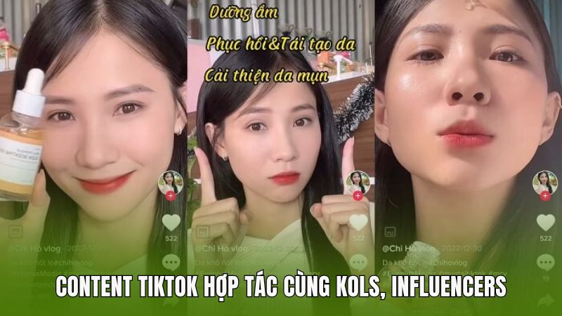 Content tiktok hợp tác cùng KOLs, influencers