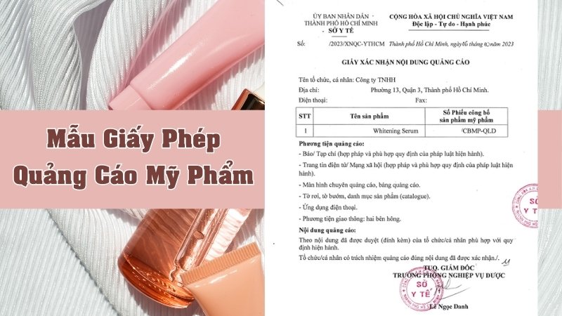 Mẫu giấy xác nhận nội dung quảng cáo mỹ phẩm
